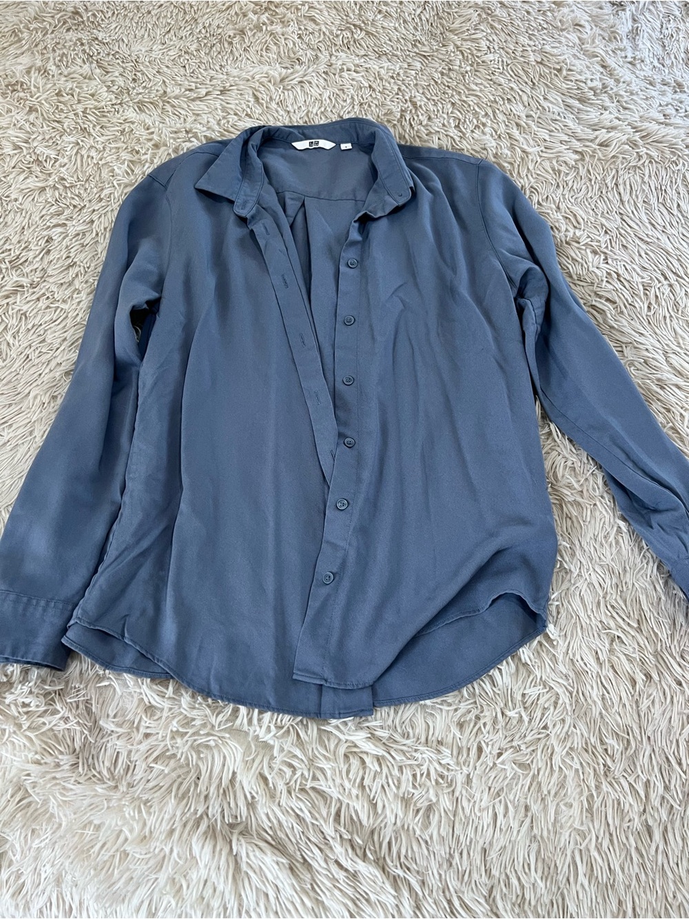Lightweight Slate Blue Button-Up Shirt - Unbranded